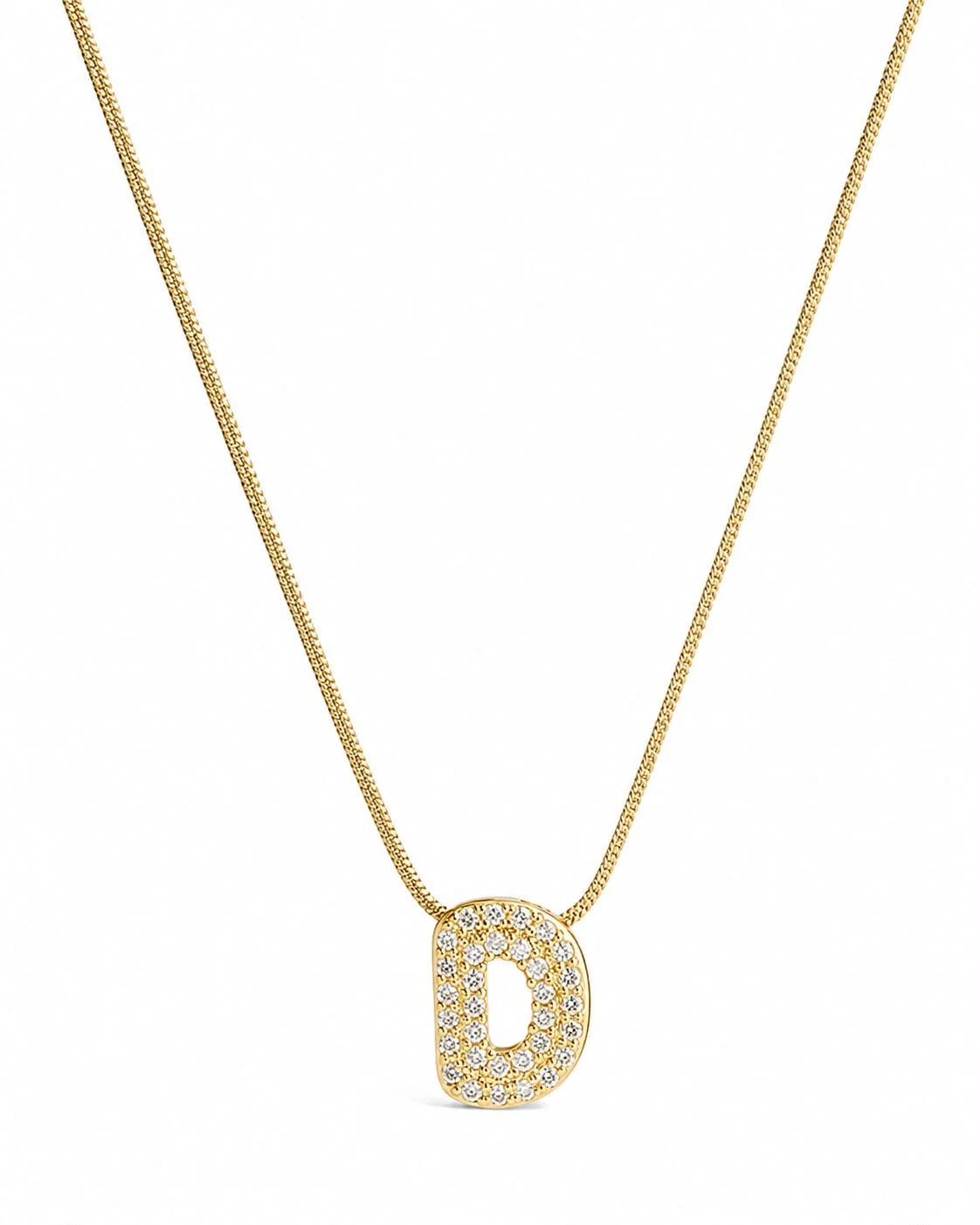 Collar de incial D brillante dorado
