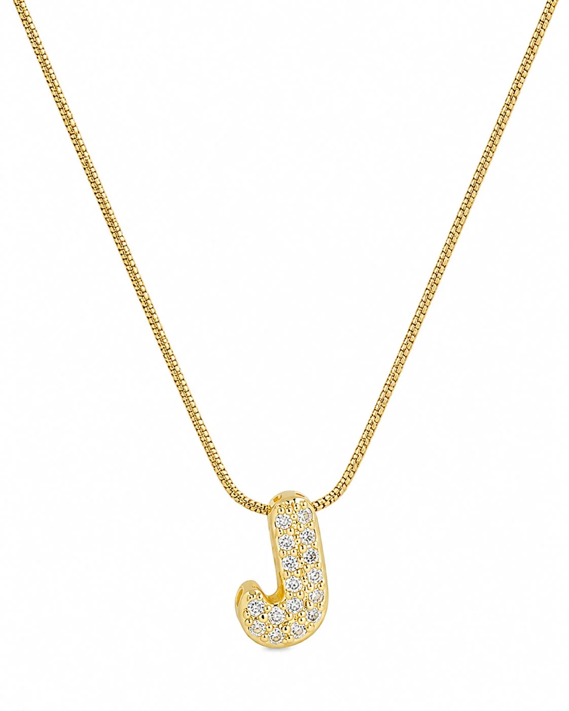 Collar de incial J brillante dorado