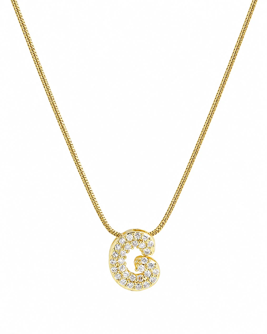 Collar de incial G brillante dorado