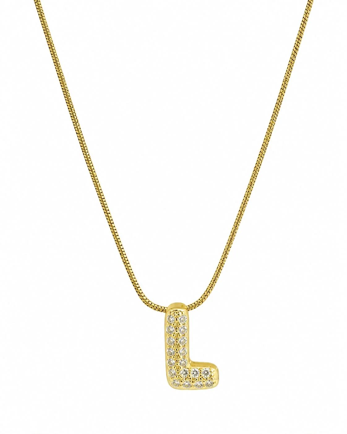 Collar de incial L brillante dorado
