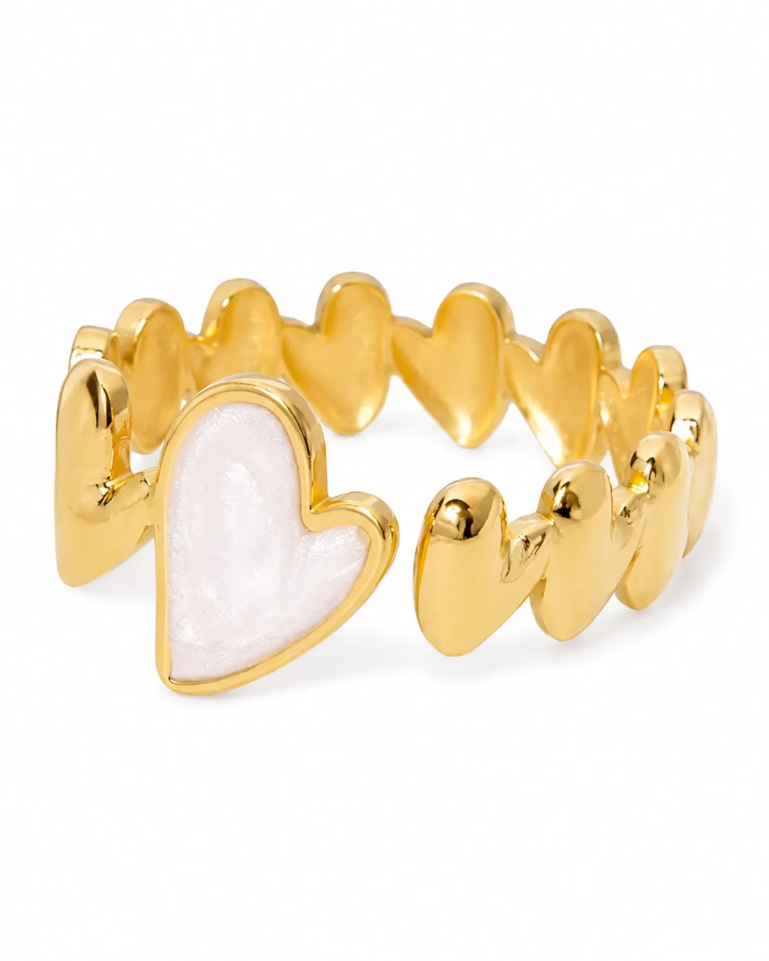 Anillo de corazon blanco perlado