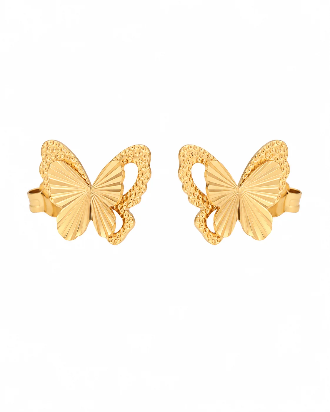 Aretes de mariposa dorado