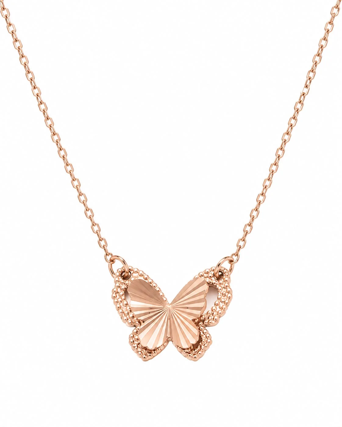 Collar de mariposa oro rosa