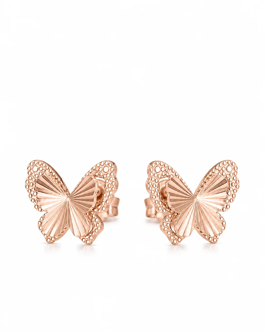 Aretes de mariposa oro rosa