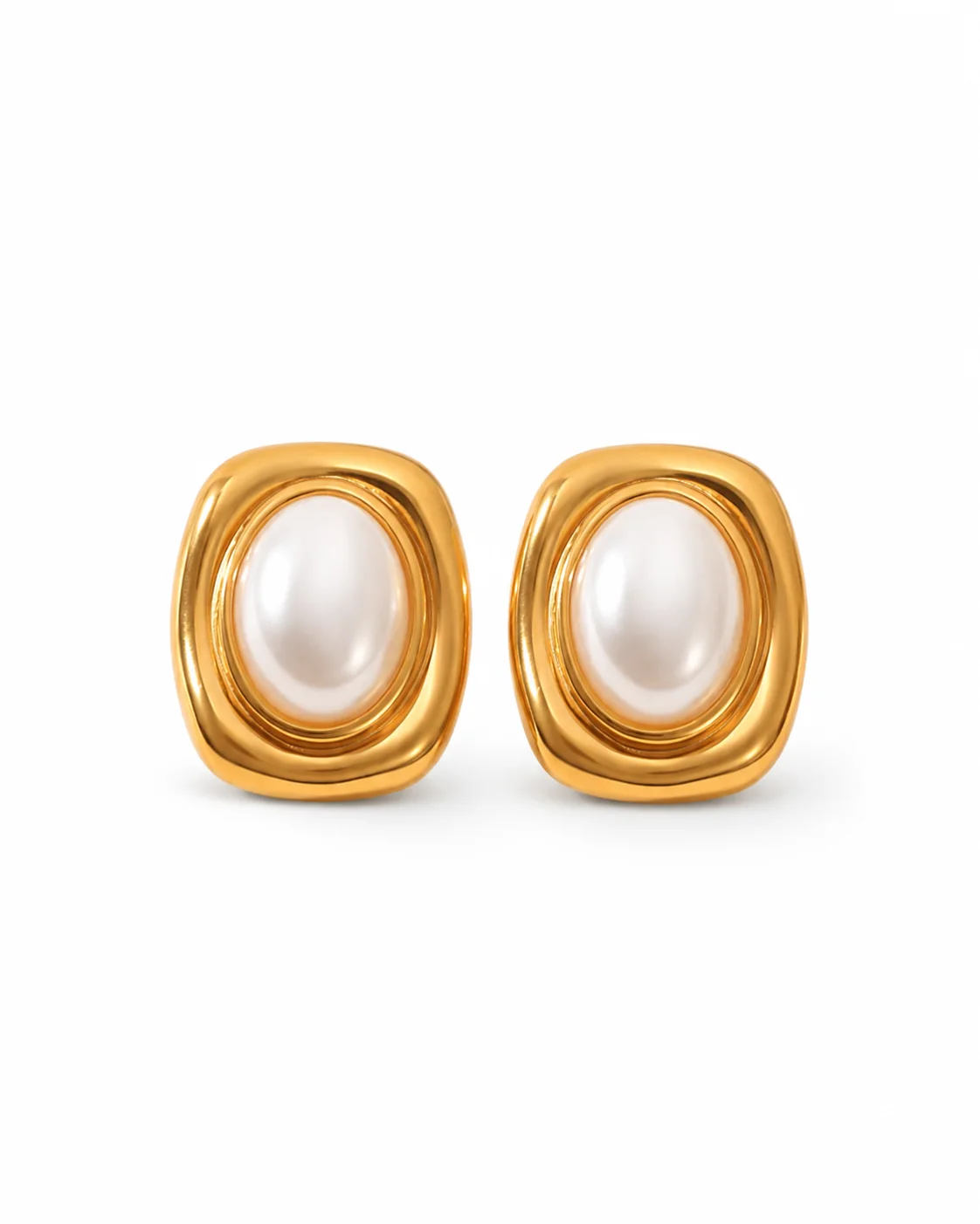 Aretes nacar ovalado blanco perla