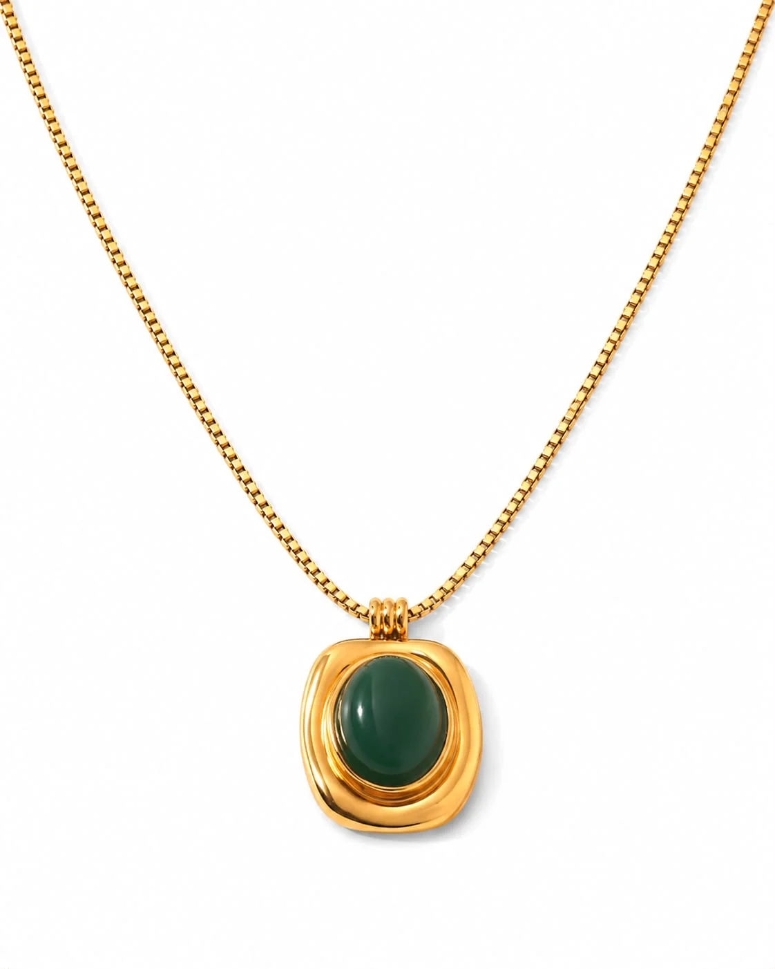 Collar nacar ovalado verde Esmeralda