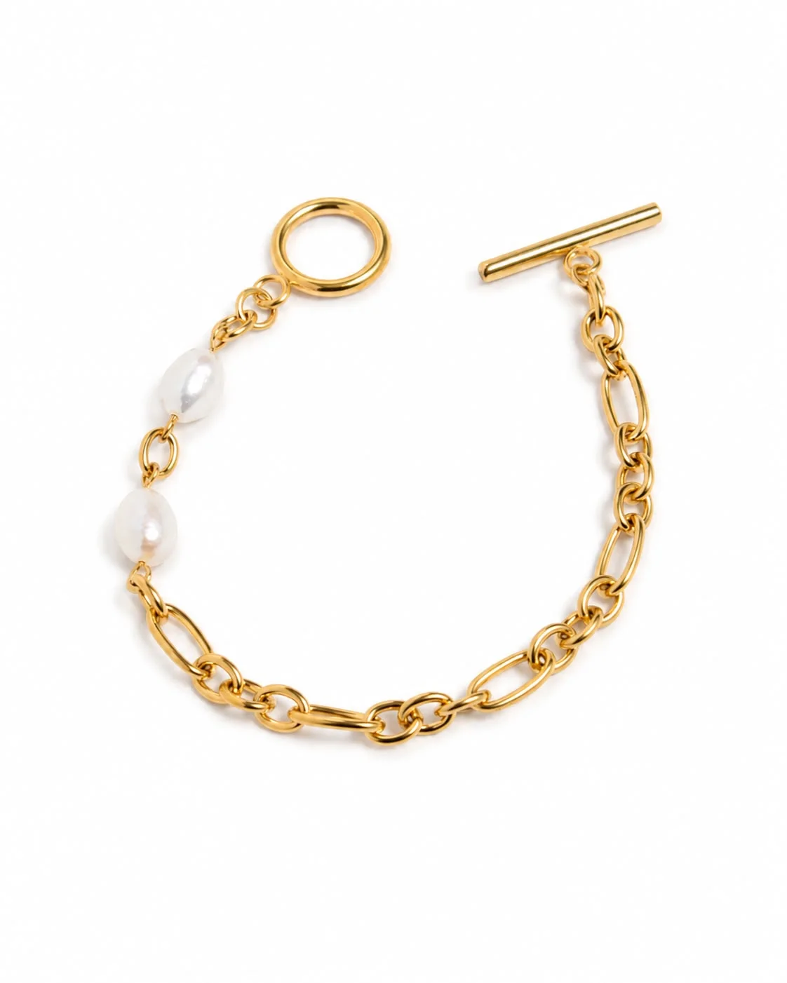 Pulsera Eslabón Perla Dorada