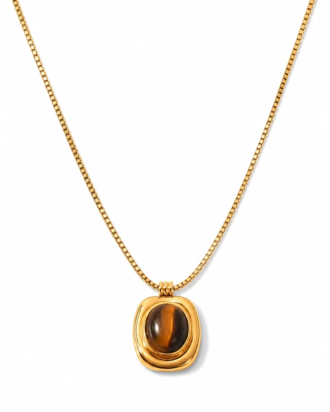 Collar nacar ovalado marron
