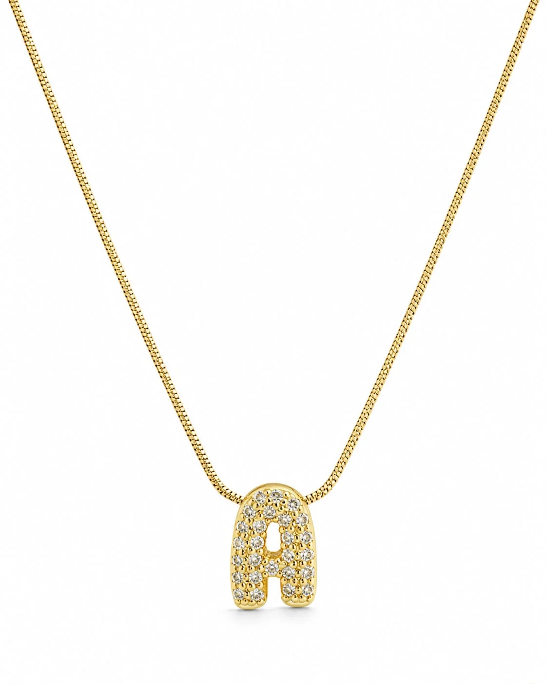 Collar inicial A brillante dorado