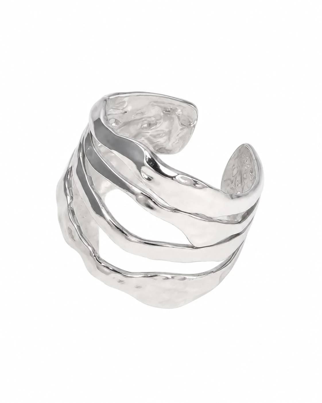 Anillo geometrico plateado