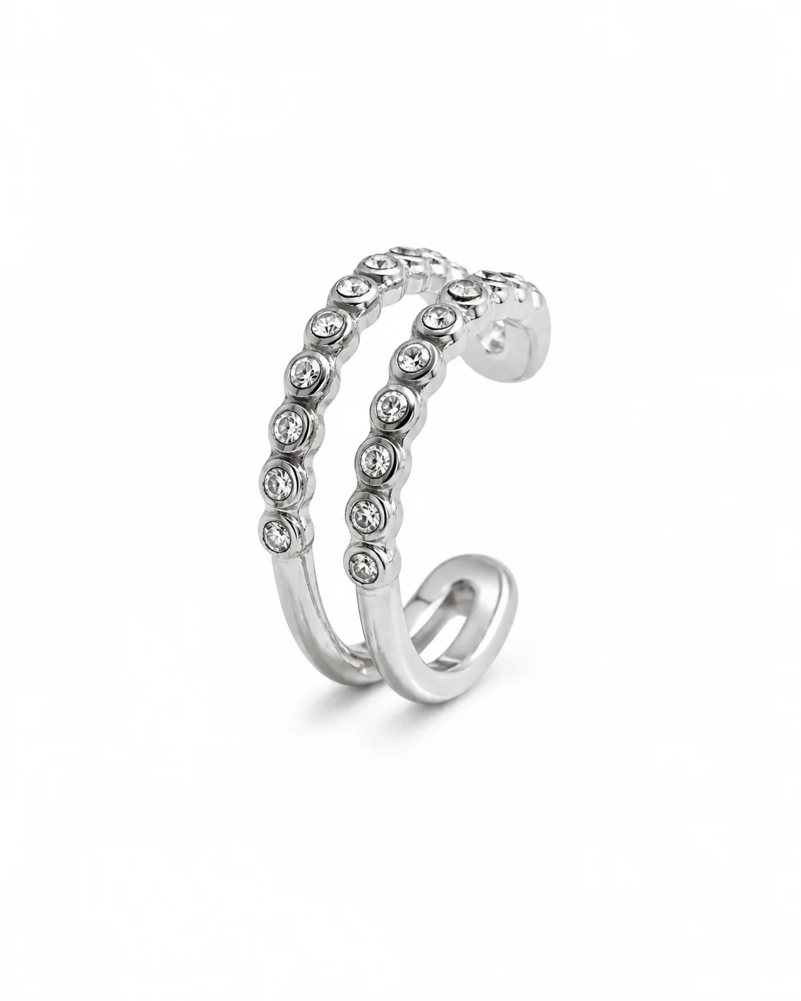 Ear Cuff doble brillante plateado