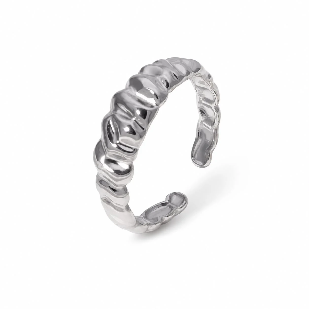 Anillo texturizado plateado ajustable