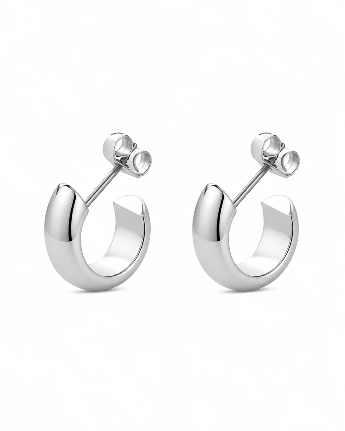 Aretes mini en forma de C plateados
