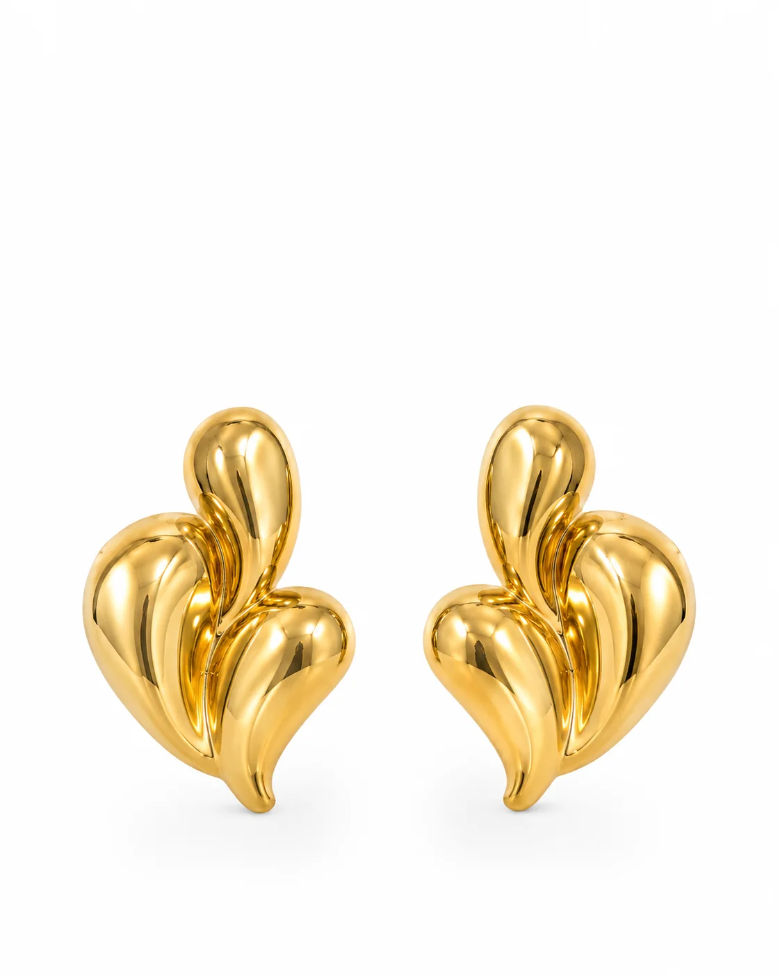 Aretes abstractos dorados de acero inoxidable