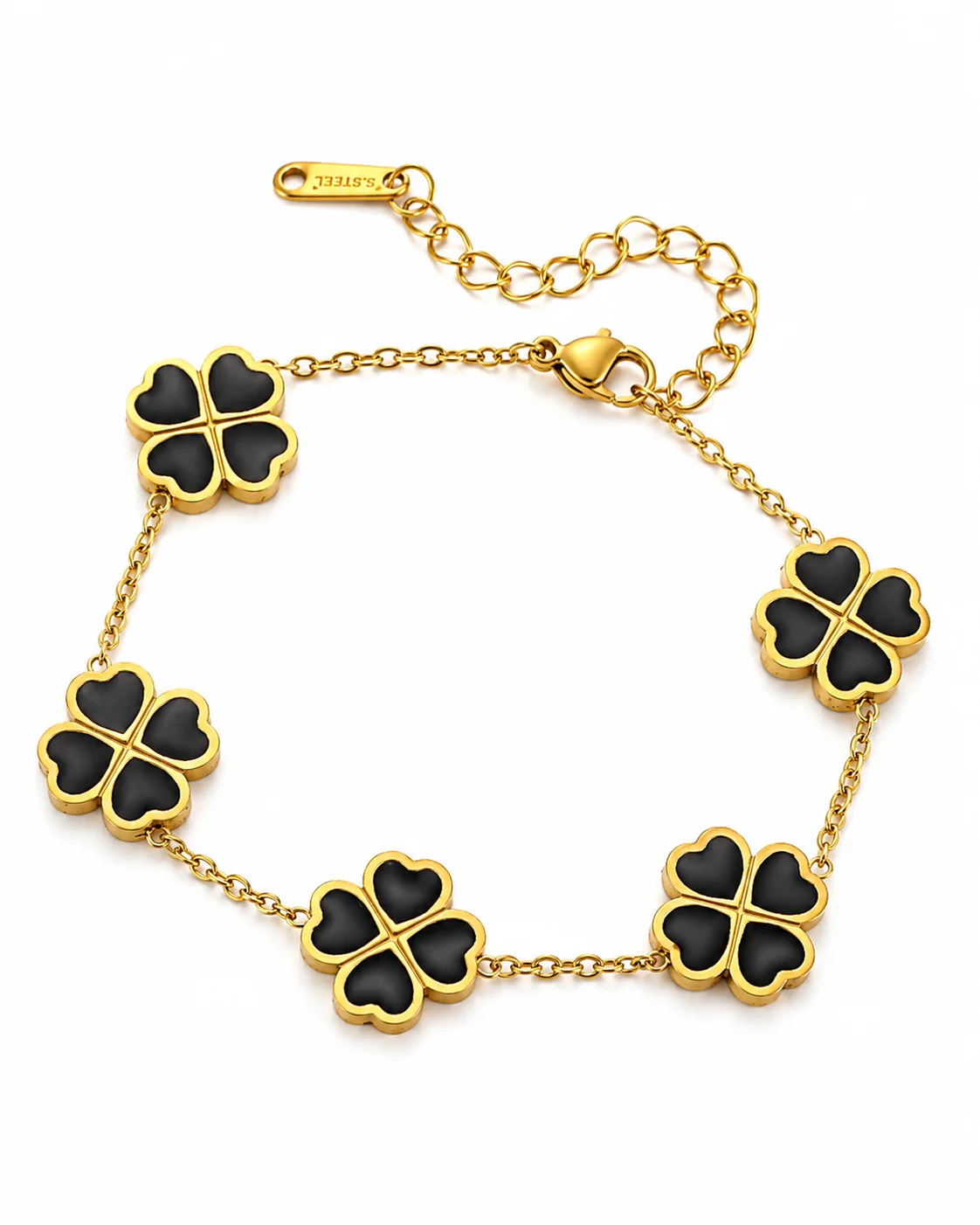 Pulsera de trébol negra