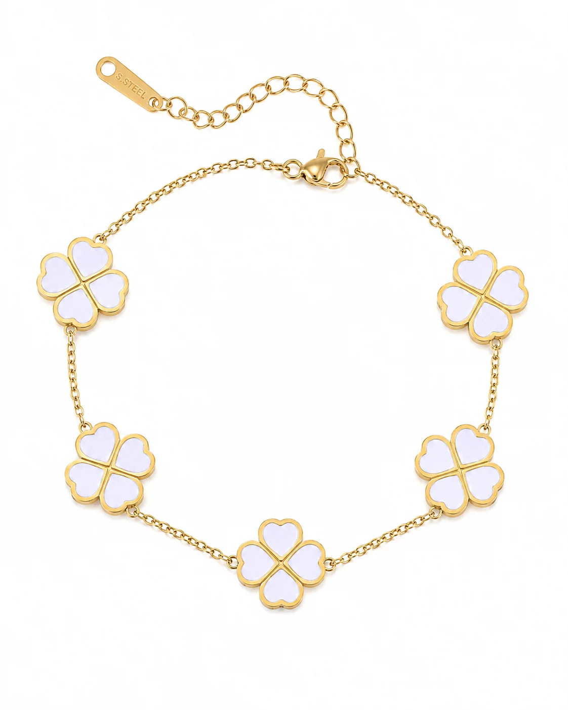 Pulsera de trébol blanca