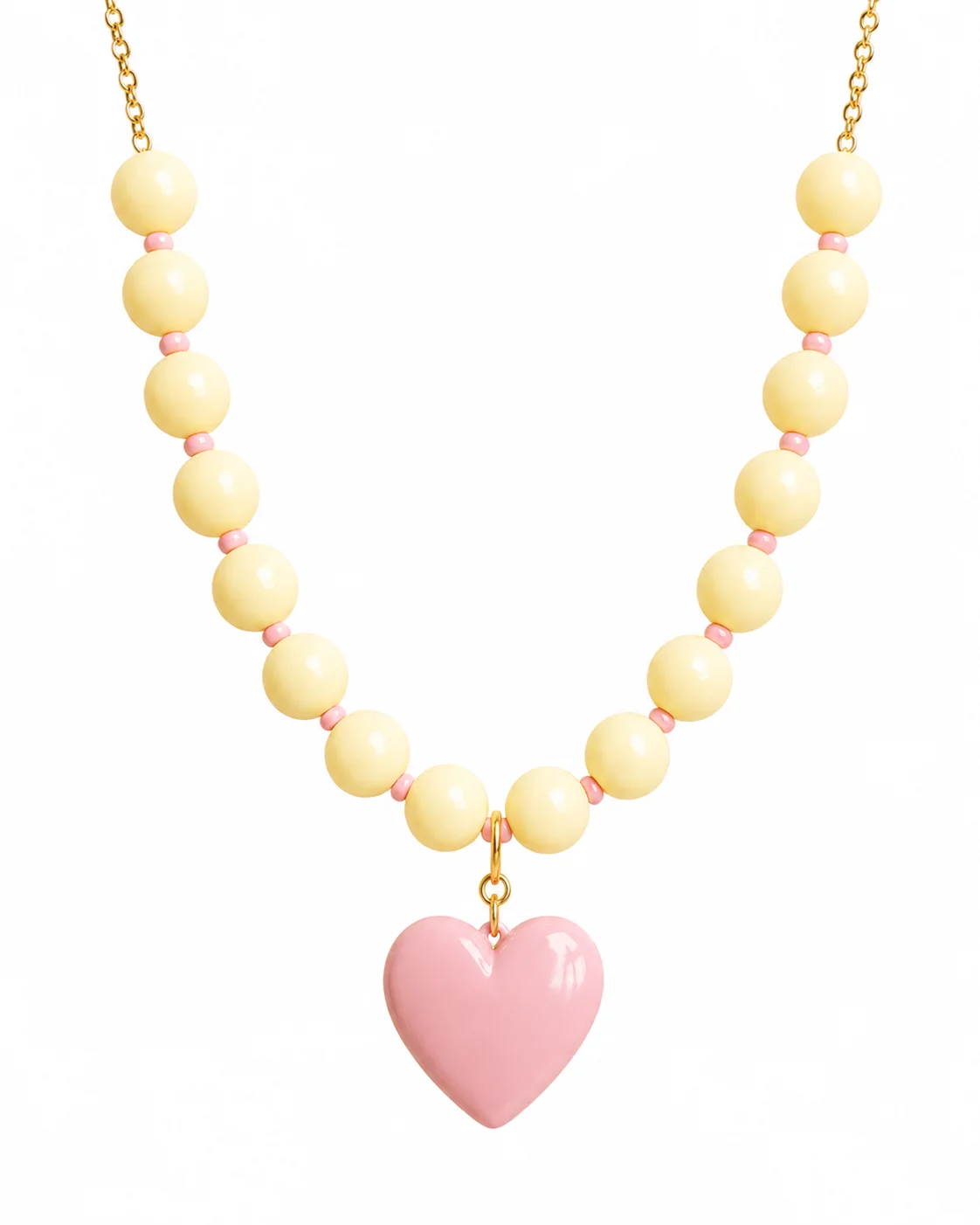 Collar de chicle amarillo con rosa dije