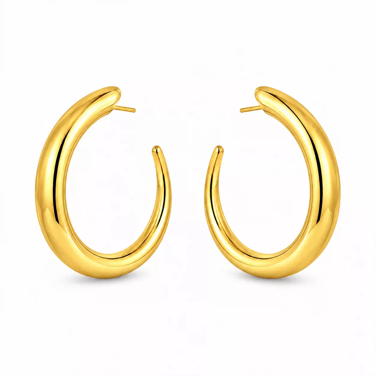 Aretes acero brillantes dorados 35MM